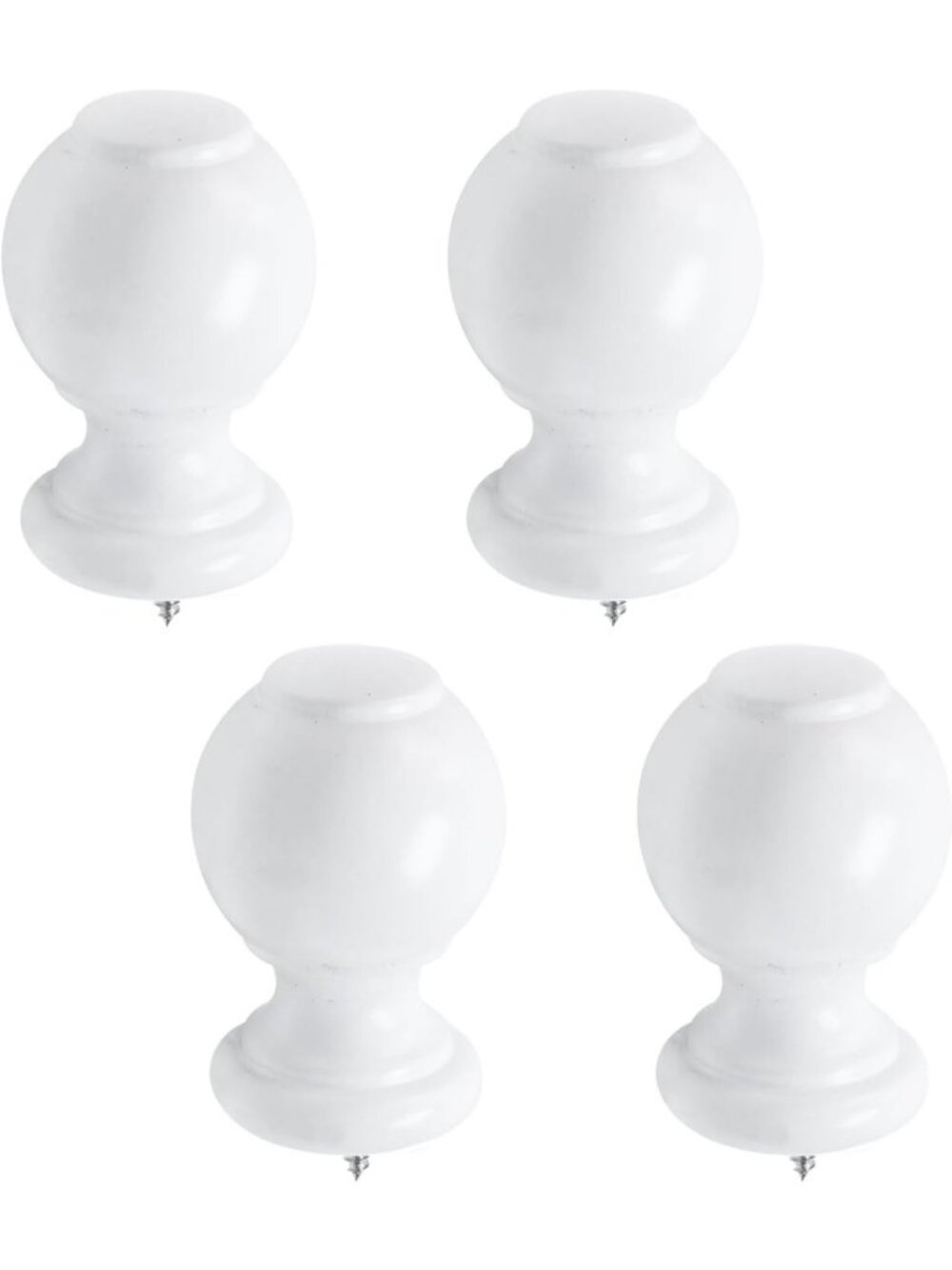 Elegant White Wood Ball Drapery Finials for Curtain Rods - 4 Pack Home Decor